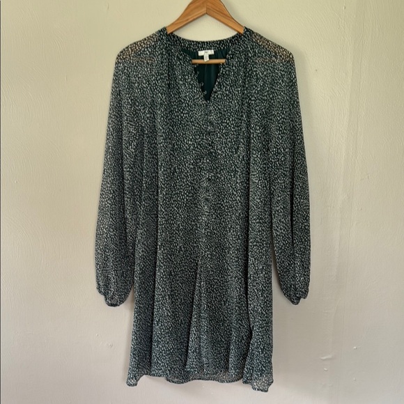 Joie green and White patterned Long Sleeve Dress medium - Picture 1 of 7